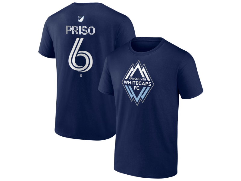 Men's Vancouver Whitecaps FC #6 Ralph Priso Team Authentic T-Shirt - Navy