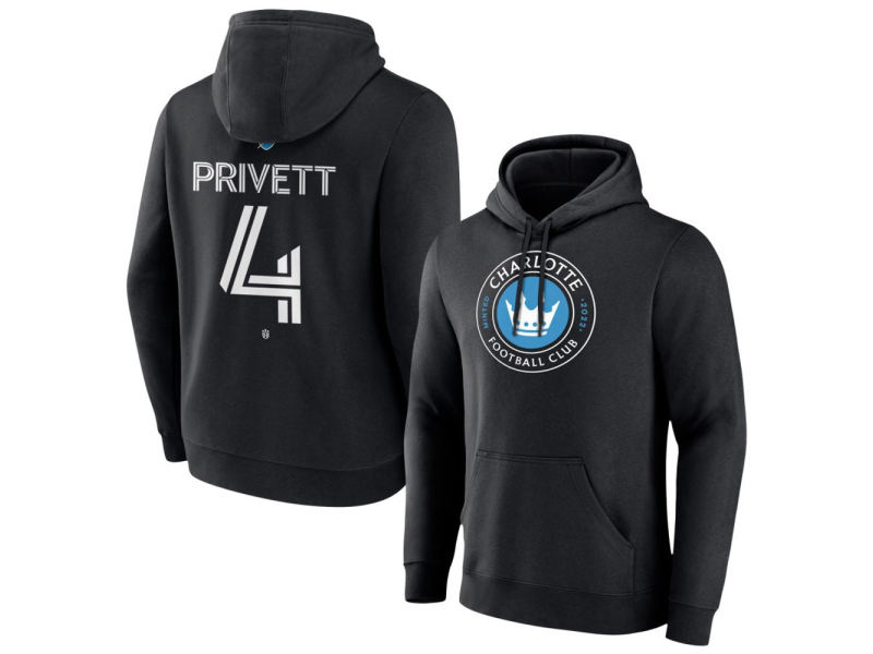 Men's Charlotte FC #4 Andrew Privett Team Authentic Pullover Hoodie - Black