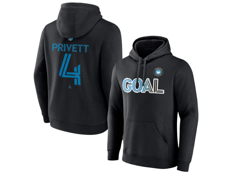 Men's Charlotte FC Goal #4 Andrew Privett Pullover Hoodie - Black