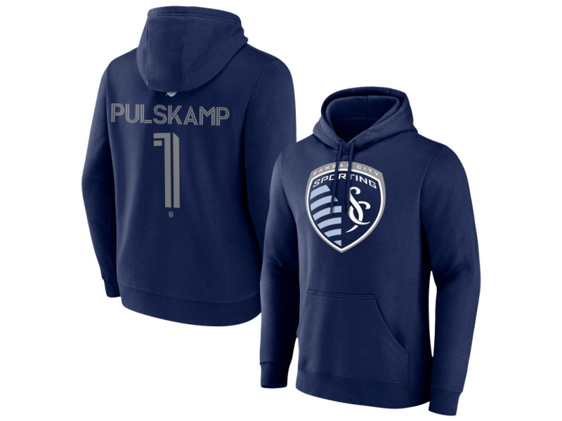 Men's Sporting Kansas City #1 John Pulskamp Team Authentic Pullover Hoodie - Navy