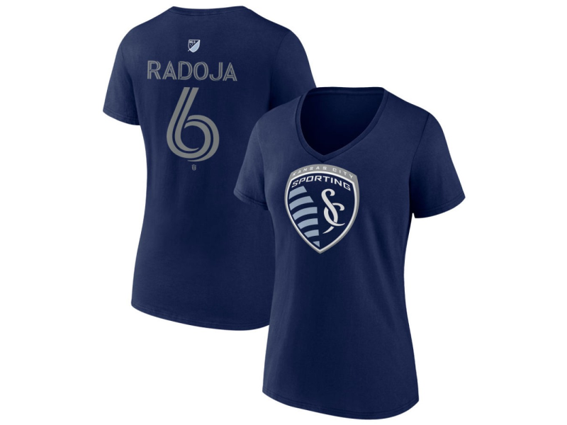 Women's Sporting Kansas City #6 Nemanja Radoja Team Authentic V-Neck T-Shirt - Navy