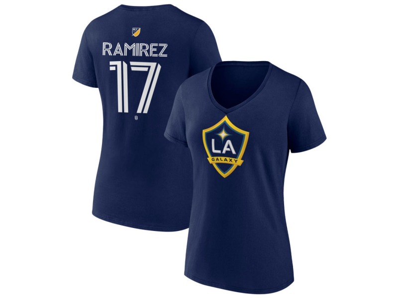 Women's LA Galaxy #17 Christian Ramirez Team Authentic V-Neck T-Shirt - Navy