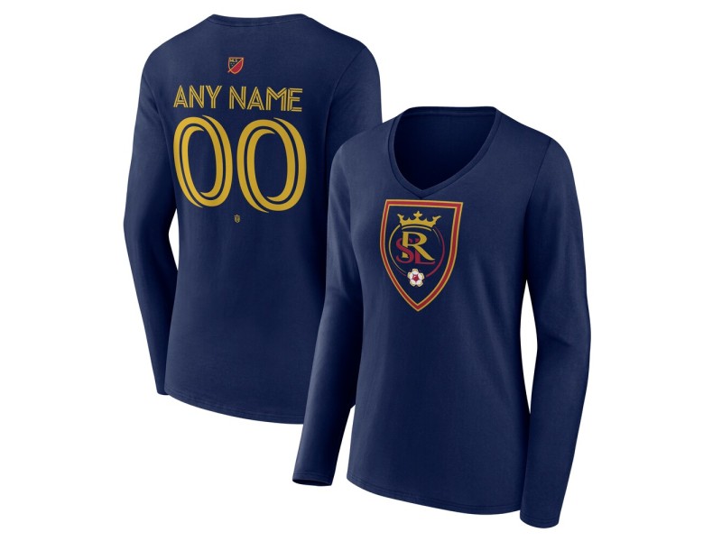 Women's Real Salt Lake Custom Team Authentic Long Sleeve V-Neck T-Shirt - Navy