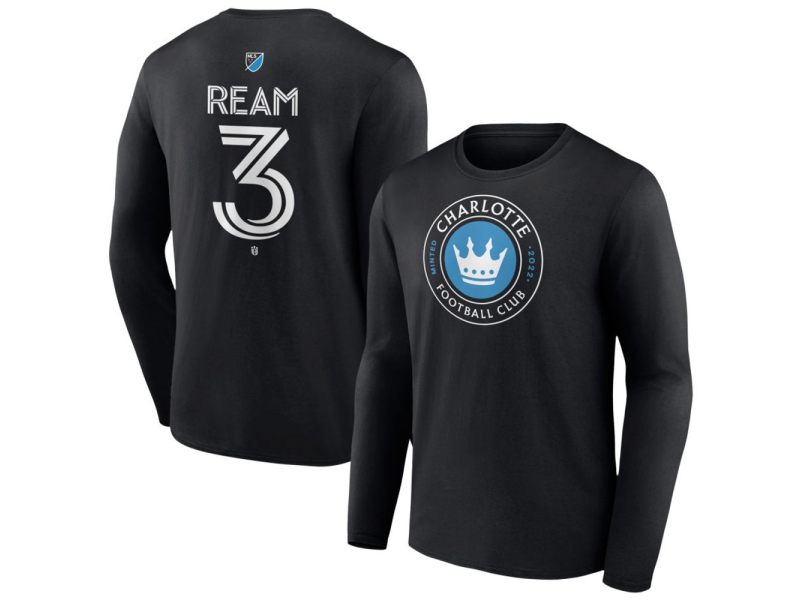 Youth Charlotte FC #3 Tim Ream Team Authentic Long Sleeve T-Shirt - Black