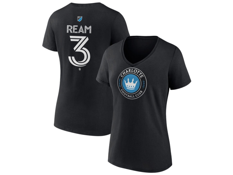 Women's Charlotte FC #3 Tim Ream Team Authentic V-Neck T-Shirt - Black