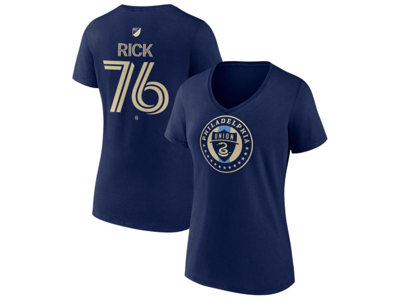 Women's Philadelphia Union #76 Andrew Rick Team Authentic V-Neck T-Shirt - Navy