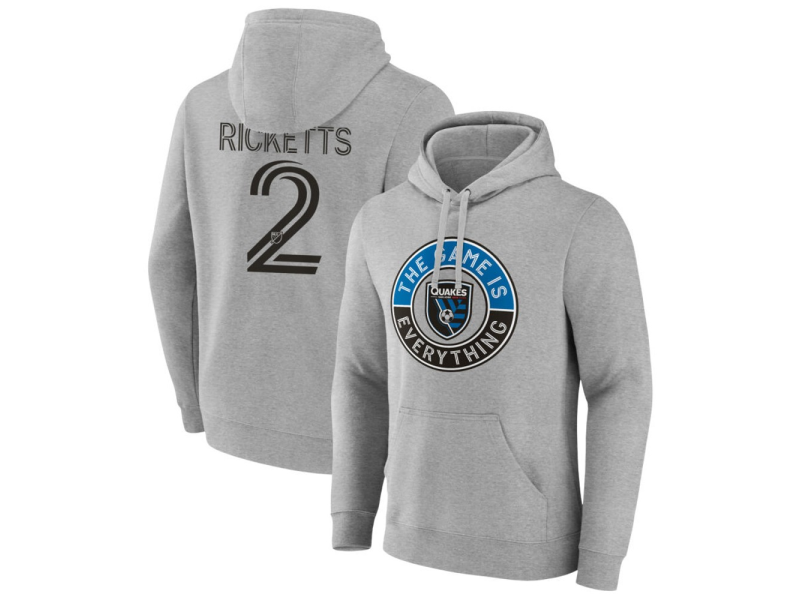 Men's San Jose Earthquakes The Game Is Everything #2 Jamar Ricketts Pullover Hoodie - Gray