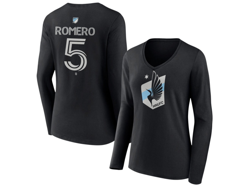 Women's Minnesota United FC #5 Nicolas Romero Team Authentic Long Sleeve V-Neck T-Shirt - Black