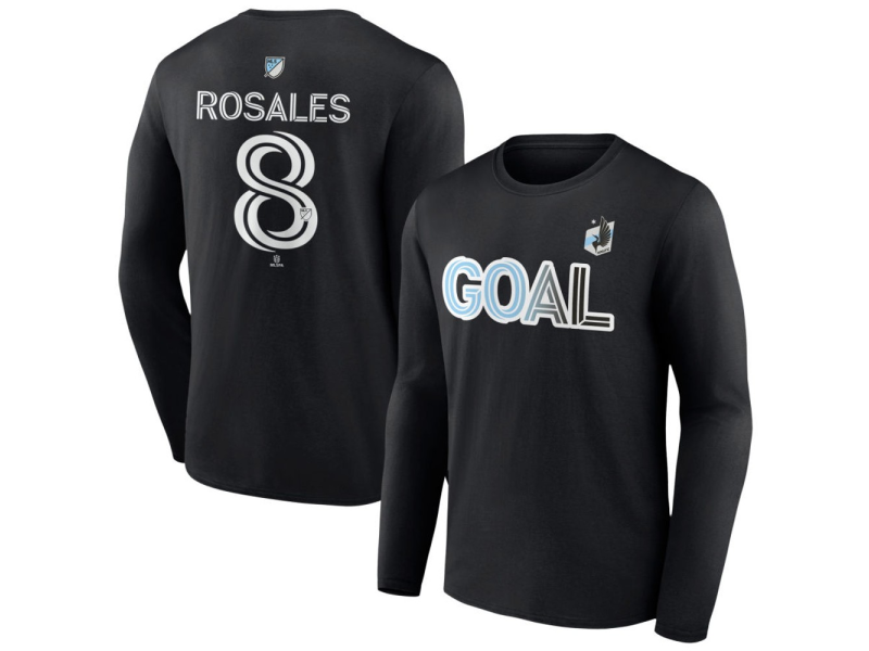 Men's Minnesota United FC Goal #8 Joseph Rosales Long Sleeve T-Shirt - Black