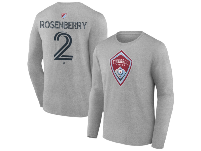 Men's Colorado Rapids #2 Keegan Rosenberry Team Authentic Long Sleeve T-Shirt - Gray