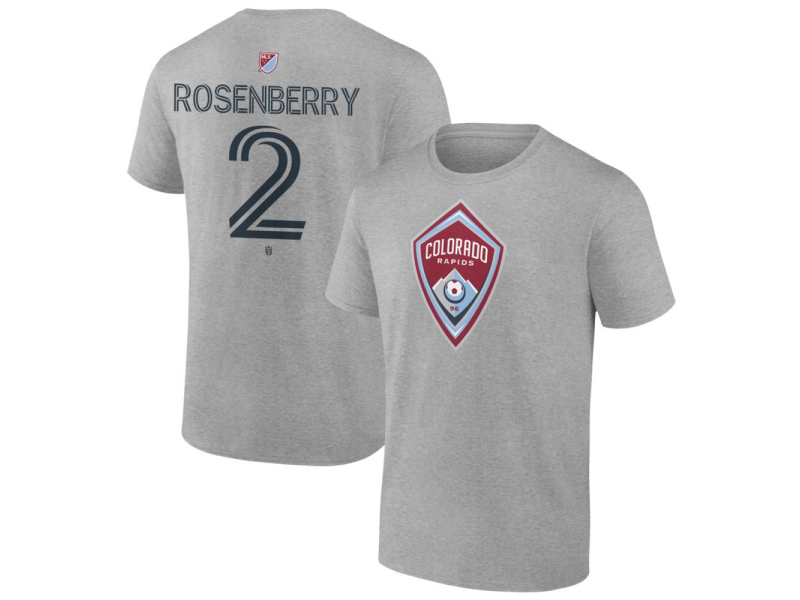 Men's Colorado Rapids #2 Keegan Rosenberry Team Authentic T-Shirt - Gray