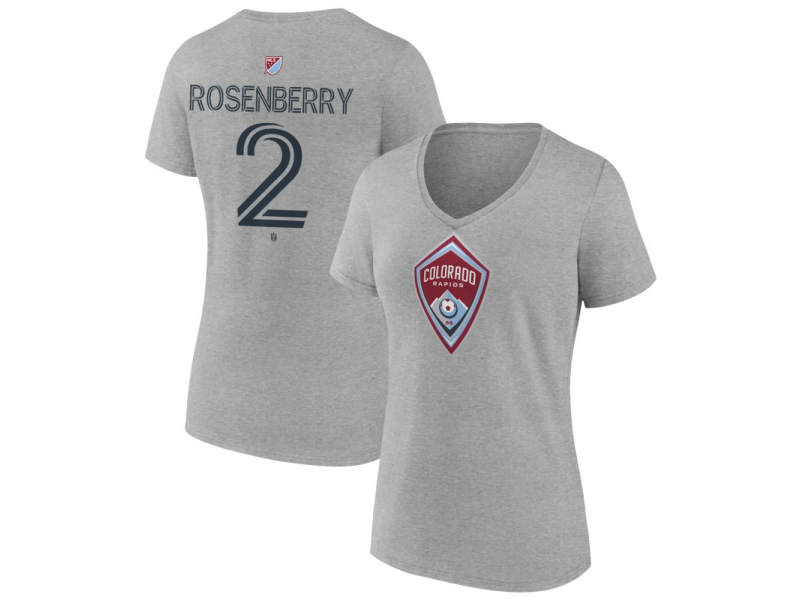 Women's Colorado Rapids #2 Keegan Rosenberry Team Authentic V-Neck T-Shirt - Gray