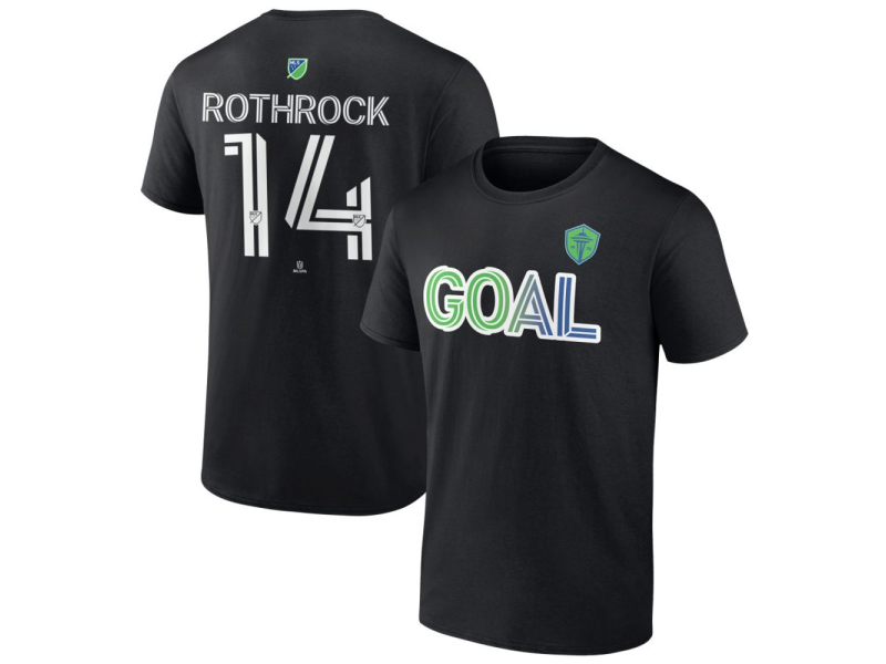 Men's Seattle Sounders FC Goal #14 Paul Rothrock T-Shirt - Black