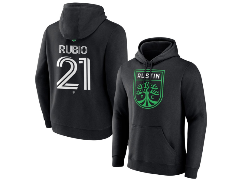 Men's Austin FC #21 Diego Rubio Team Authentic Pullover Hoodie - Black