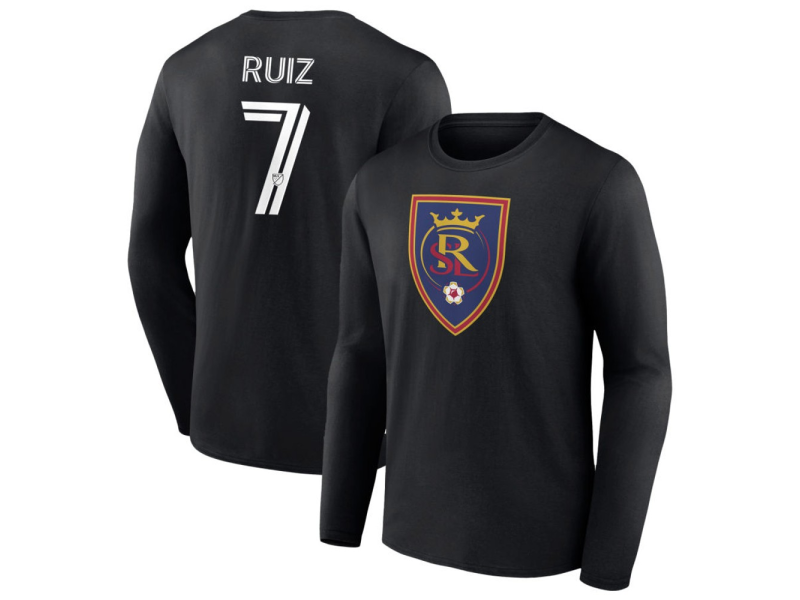Men's Real Salt Lake #7 Pablo Ruiz Long Sleeve T-Shirt - Black