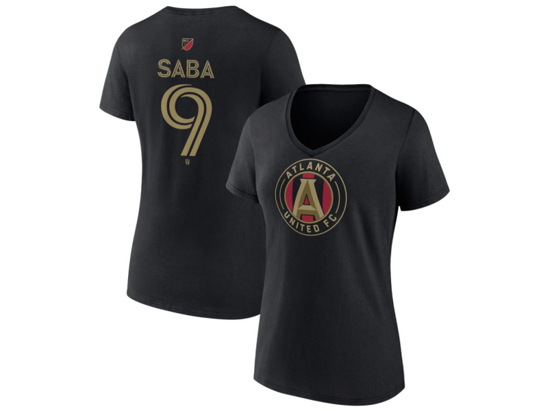 Women's Atlanta United FC #9 Saba Team Authentic V-Neck T-Shirt - Black