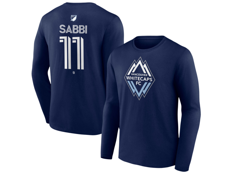 Men's Vancouver Whitecaps FC #11 Emmanuel Sabbi Team Authentic Long Sleeve T-Shirt - Navy