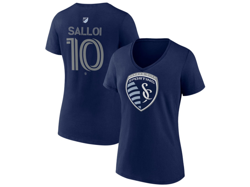 Women's Sporting Kansas City #10 Daniel Salloi Team Authentic V-Neck T-Shirt - Navy