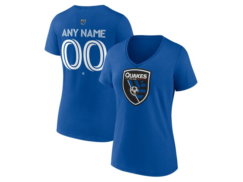 Women's San Jose Earthquakes Custom Team Authentic V-Neck T-Shirt - Royal