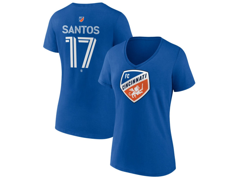 Women's FC Cincinnati #17 Sergio Santos Team Authentic V-Neck T-Shirt - Royal