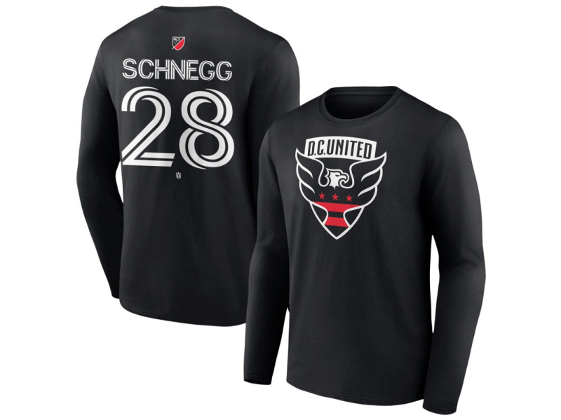Men's D.C. United #28 David Schnegg Team Authentic Long Sleeve T-Shirt - Black