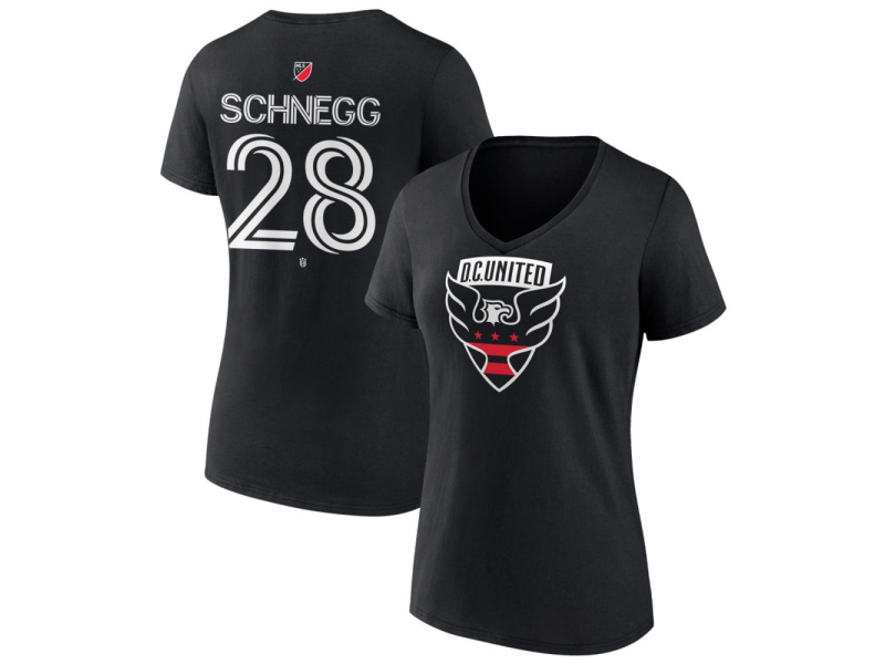 Women's D.C. United #28 David Schnegg Team Authentic V-Neck T-Shirt - Black