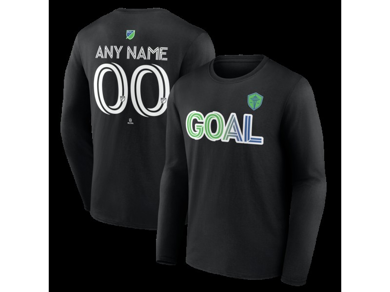 Youth Seattle Sounders FC Goal Custom Long Sleeve T-Shirt - Black