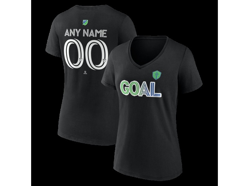 Women's Seattle Sounders FC Goal Custom V-Neck T-Shirt - Black