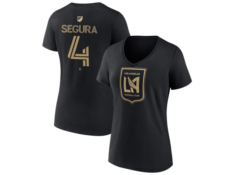 Women's LAFC #4 Eddie Segura Team Authentic V-Neck T-Shirt - Black