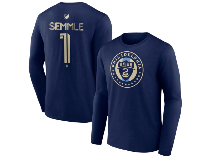 Men's Philadelphia Union #1 Oliver Semmle Team Authentic Long Sleeve T-Shirt - Navy