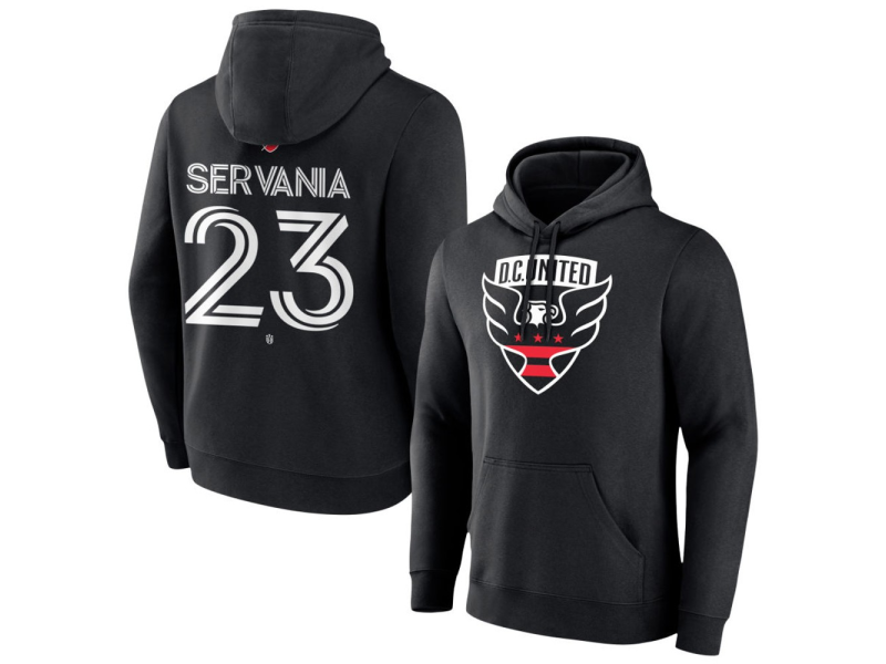 Men's D.C. United #23 Brandon Servania Team Authentic Pullover Hoodie - Black