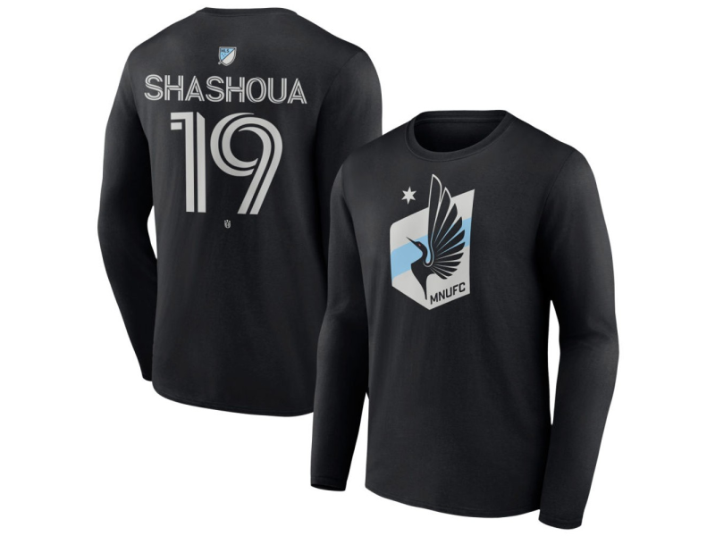 Youth Minnesota United FC #19 Samuel Shashoua Team Authentic Long Sleeve T-Shirt - Black