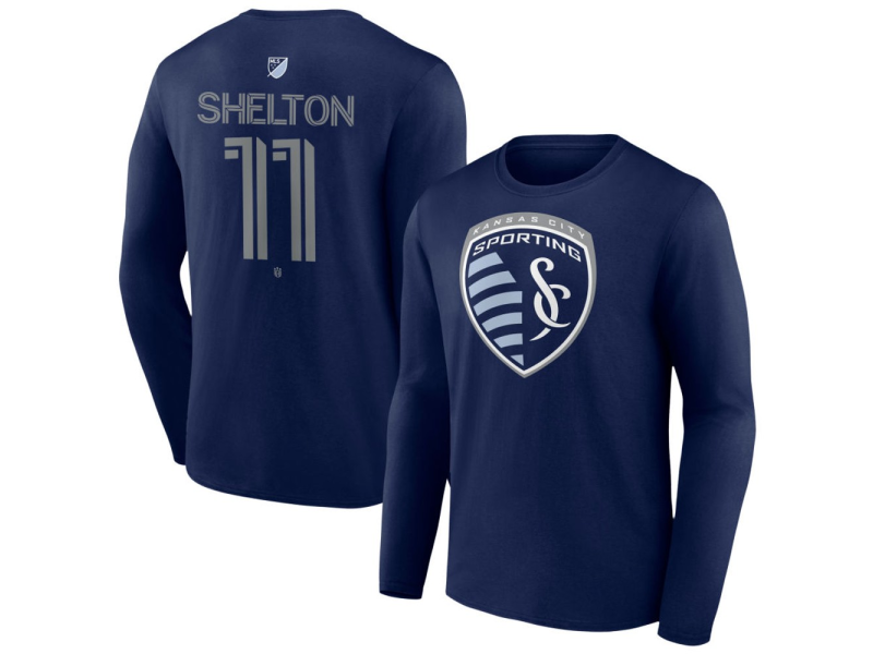 Men's Sporting Kansas City #11 Khiry Shelton Team Authentic Long Sleeve T-Shirt - Navy