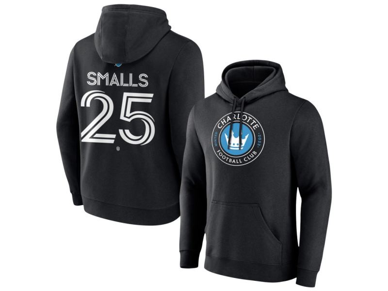 Men's Charlotte FC #25 Tyger Smalls Team Authentic Pullover Hoodie - Black