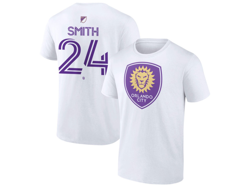 Men's Orlando City SC Authentic Stack #24 Kyle Smith T-Shirt - White