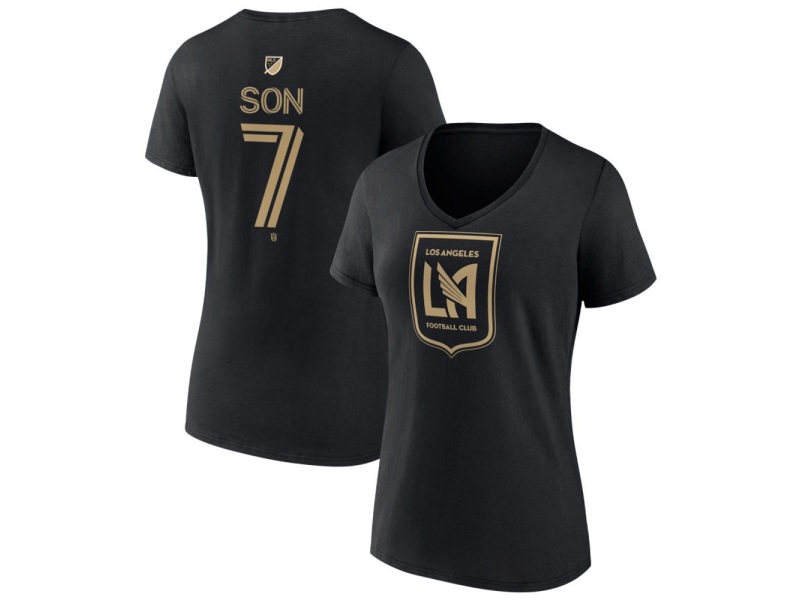 Women's LAFC #7 Son Heung-Min Team Authentic V-Neck T-Shirt - Black