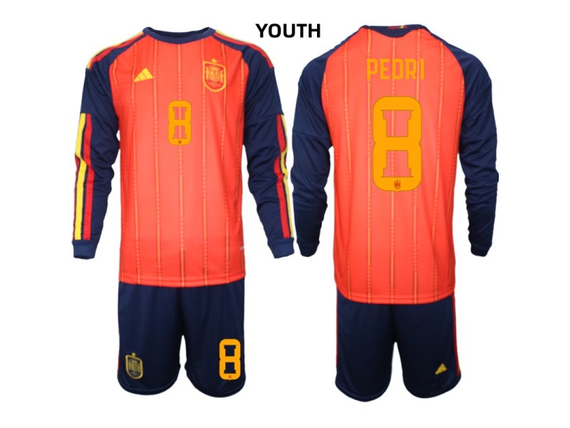 Youth PEDRI Spain 2026 World Cup Home Fan Jersey - Red