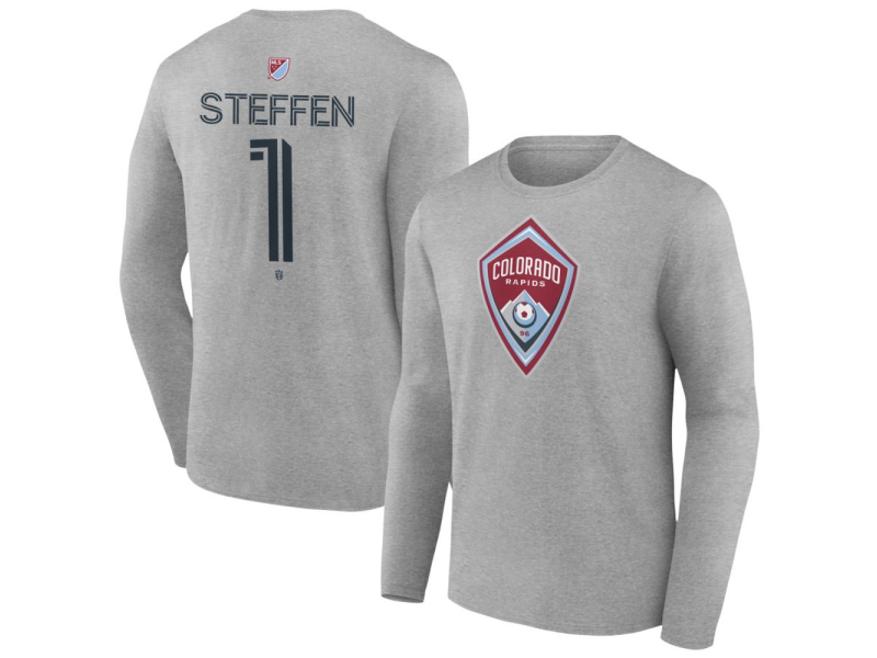 Men's Colorado Rapids #1 Zack Steffen Team Authentic Long Sleeve T-Shirt - Gray