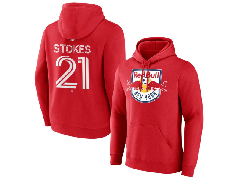 Men's New York Red Bulls #21 Aiden Stokes Team Authentic Pullover Hoodie - Red