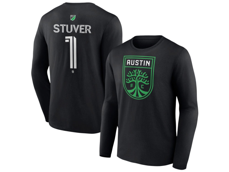 Men's Austin FC #1 Brad Stuver Team Authentic Long Sleeve T-Shirt - Black