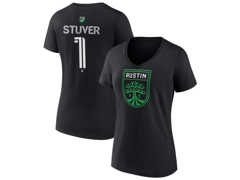 Women's Austin FC #1 Brad Stuver Team Authentic V-Neck T-Shirt - Black