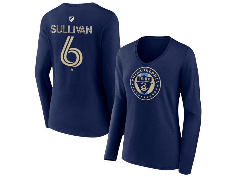 Women's Philadelphia Union #6 Cavan Sullivan Team Authentic Long Sleeve V-Neck T-Shirt - Navy