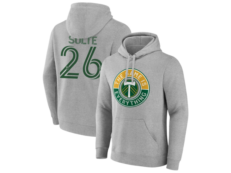 Men's Portland Timbers The Game Is Everything #26 Hunter Sulte Pullover Hoodie - Gray