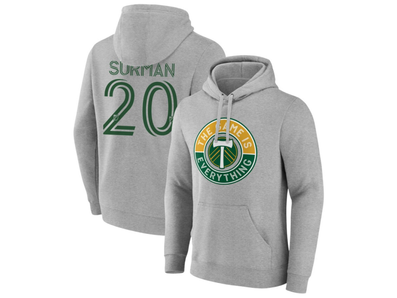 Men's Portland Timbers The Game Is Everything #20 Finn Surman Pullover Hoodie - Gray
