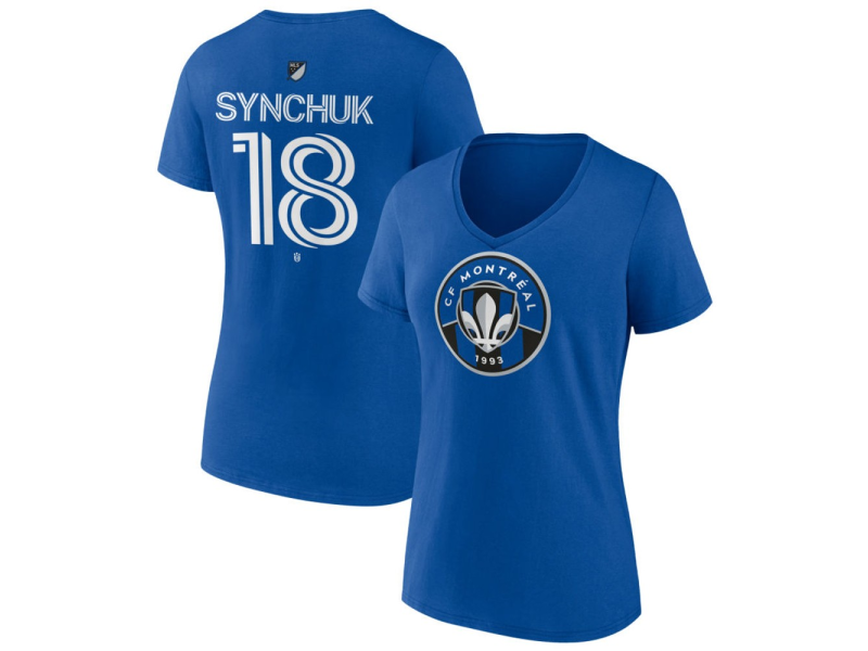 Women's CF Montreal #18 Hennadiy Synchuk Team Authentic V-Neck T-Shirt - Royal