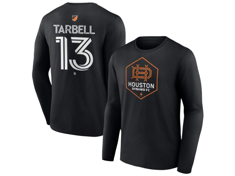 Youth Houston Dynamo FC Authentic Stack #13 Andrew Tarbell Long Sleeve T-Shirt - Black