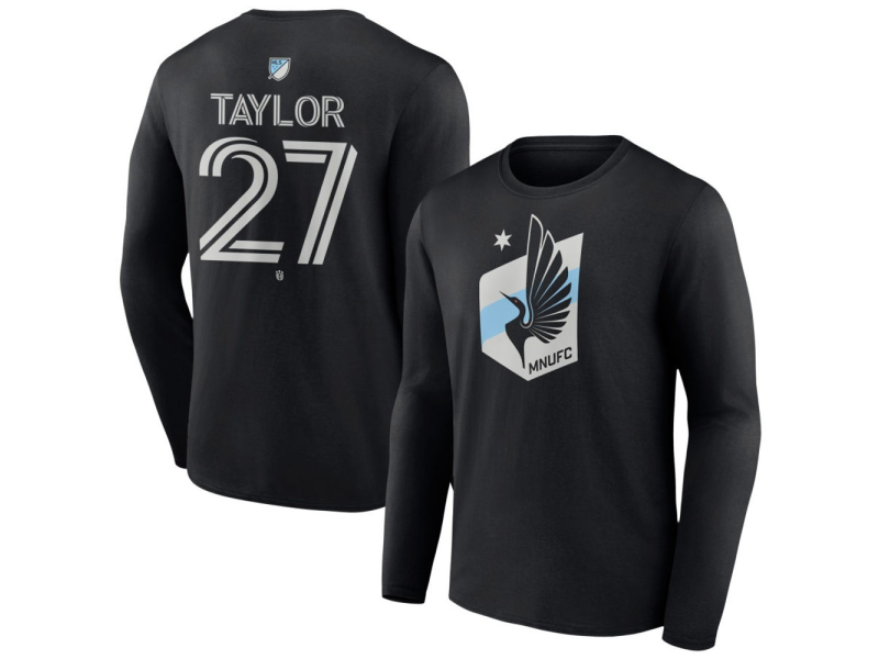 Youth Minnesota United FC #27 David Taylor Team Authentic Long Sleeve T-Shirt - Black
