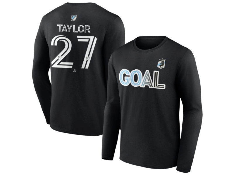 Men's Minnesota United FC Goal #27 David Taylor Long Sleeve T-Shirt - Black
