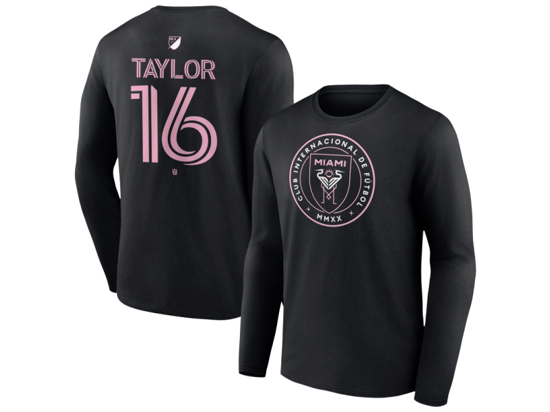 Men's Inter Miami CF Authentic Stack #16 Robert Taylor Long Sleeve T-Shirt - Black