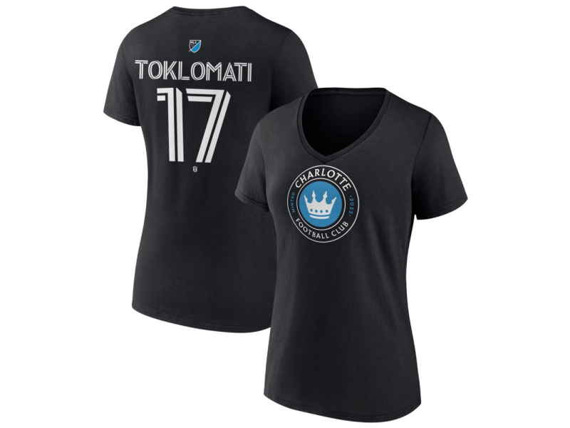 Women's Charlotte FC #17 Idan Toklomati Team Authentic V-Neck T-Shirt - Black